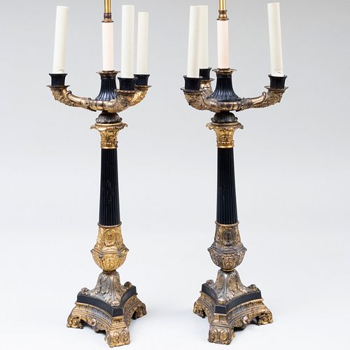 PAIR OF EMPIRE ORMOLU AND BRONZE