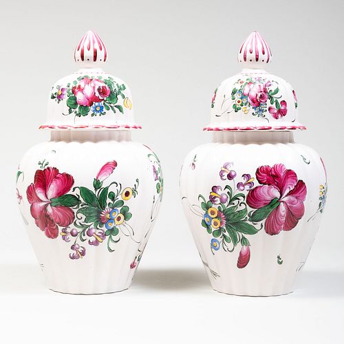 PAIR OF FRENCH FAIENCE VASES AND 3bb0a2