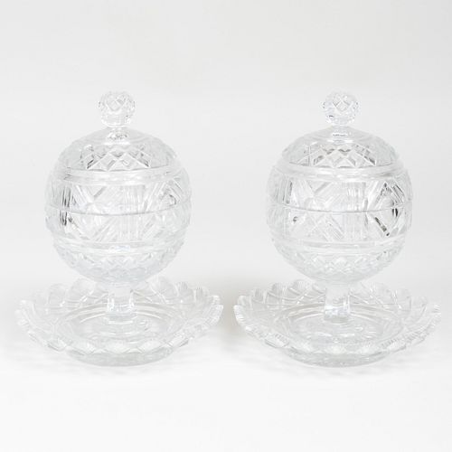 PAIR OF CUT GLASS SWEETMEAT DISHES,