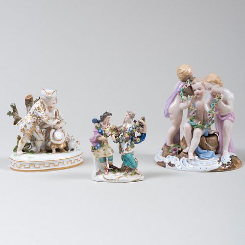 THREE CONTINENTAL PORCELAIN FIGURAL