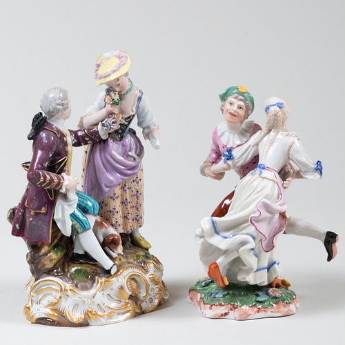 TWO GERMAN PORCELAIN FIGURE GROUPS