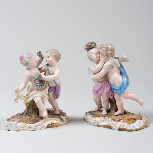 A PAIR OF MEISSEN PUTTI FIGURAL 3bb157