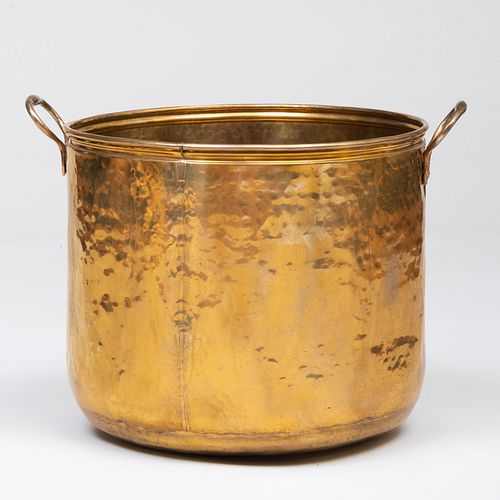 LARGE HAMMERED BRASS KINDLING BUCKET14 3bb161