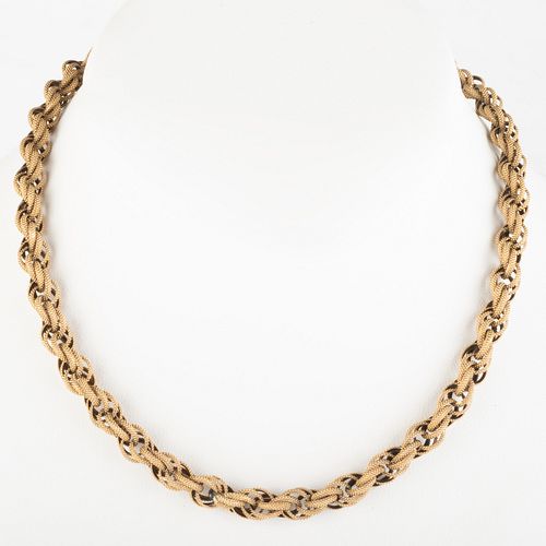 GOLD PLATED HOLLOW ROPE CHAIN NECKLACEUnmarked 15 3bb169