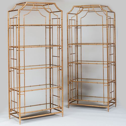 PAIR OF GILT-METAL AND BEVELED