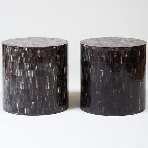 PAIR OF TESSELLATED HORN SIDE TABLES16 3bb1cb