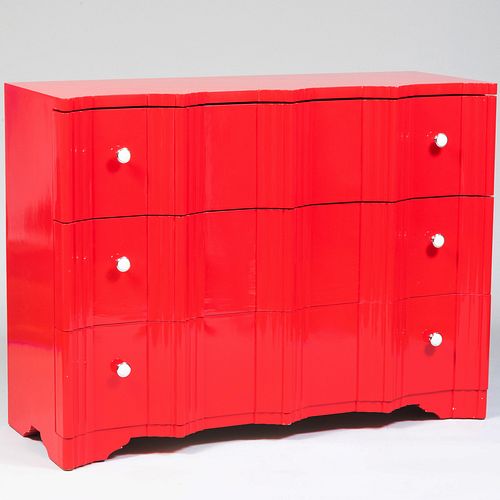 CONTEMPORARY RED LACQUER CHEST 3bb1c4