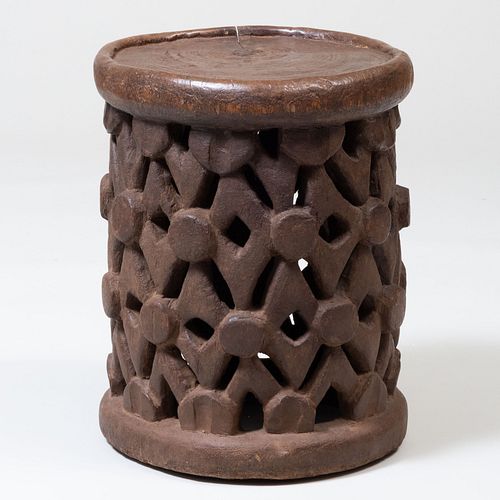 AFRICAN CARVED HARDWOOD STOOL14 3bb207