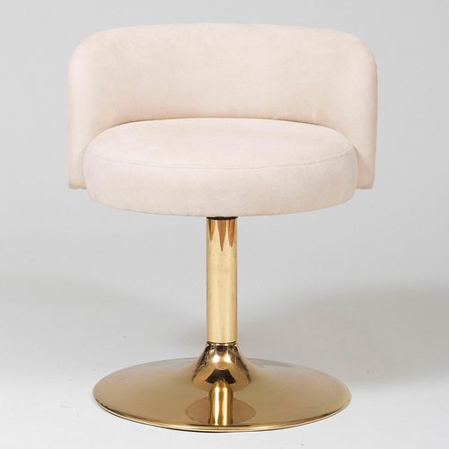 MODERN GILT-METAL AND SUEDE SWIVEL CHAIR22