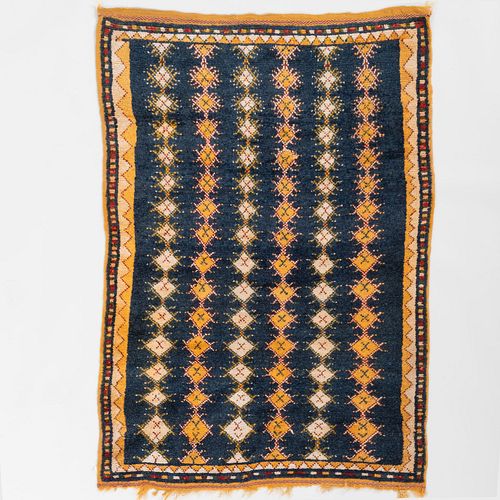 MOROCCAN BLUE AND GOLD RUG5 ft.