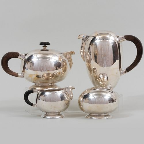 GERMAN FOUR PIECE SILVER TEA AND 3bb298