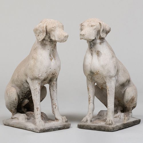 PAIR OF COMPOSITION SEATED DOGS25 3bb2e5