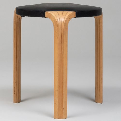 MODERN LEATHER AND WOOD STOOL18