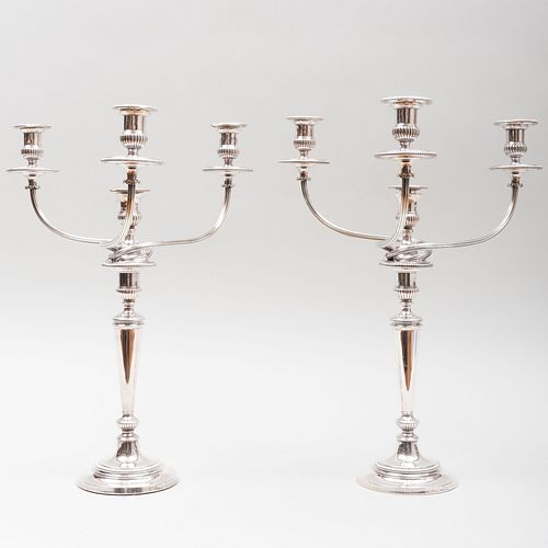 PAIR OF SILVER FOUR LIGHT CANDLEABRAMarked 3bb314