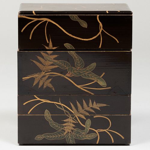 JAPANESE BLACK LACQUER AND PARCEL-GILT