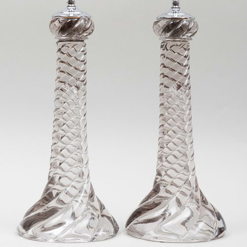 PAIR OF BACCARAT GLASS TABLE LAMPS25 3bb32c