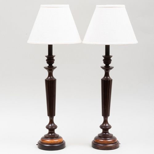 PAIR OF CARVED WOOD CANDLESTICK