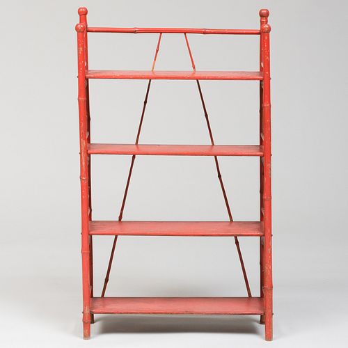 RED PAINTED FOUR TIER BAMBOO SHELFTogether 3bb36d