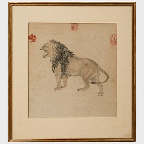 CHINESE SCROLL FRAGMENT OF A LION19