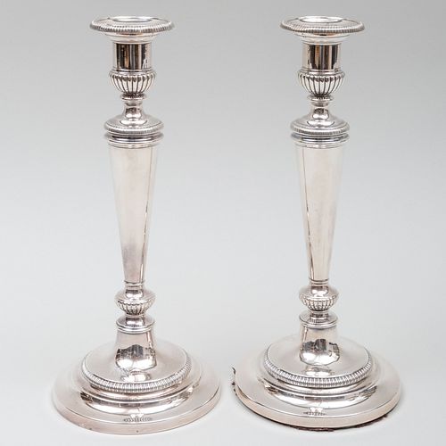 PAIR OF ENGLISH SILVER CANDLESTICKSMarked