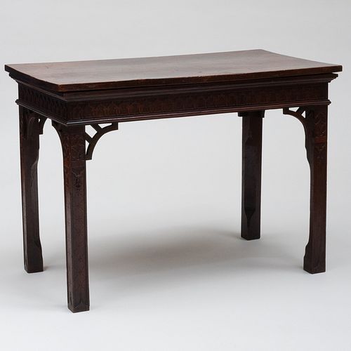 A GEORGE III STYLE NEO-GOTHIC MAHOGANY