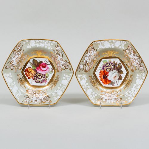 PAIR OF SPODE PORCELAIN HEXAGONAL DISHES