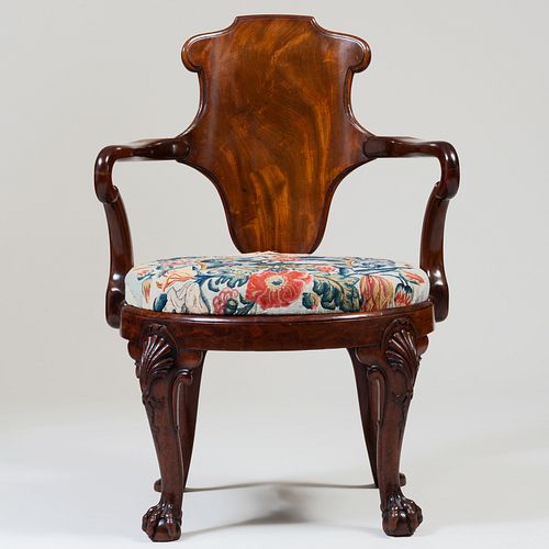 GEORGE IV CARVED MAHOGANY ARMCHAIR  3bb405