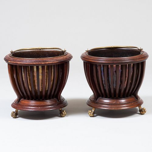 PAIR OF ENGLISH MAHOGANY PEAT BUCKETS