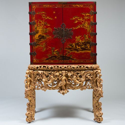 CHARLES II STYLE SCARLET JAPANNED 3bb429