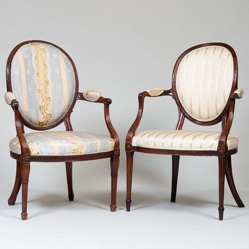 TWO GEORGE III CARVED MAHOGANY 3bb43a