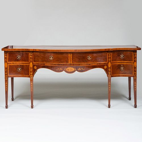 GEORGE III INLAID MAHOGANY SERPENTINE FRONTED 3bb44e