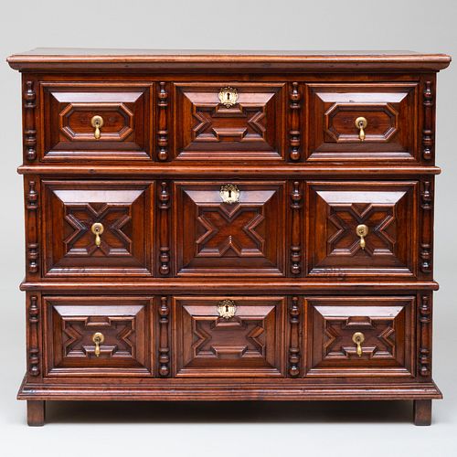 CHARLES II STYLE CARVED FRUITWOOD