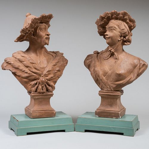 PAIR OF PAINTED PLASTER MALABAR