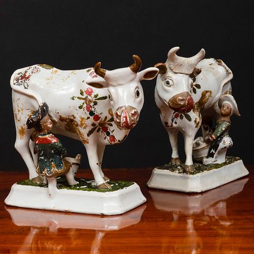 PAIR OF DELFT MILKING GROUPS7 5 8 3bb4a6