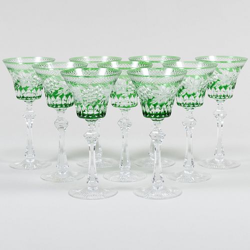 SET OF NINE KNITTEL GREEN OVERLAY 3bb4ba