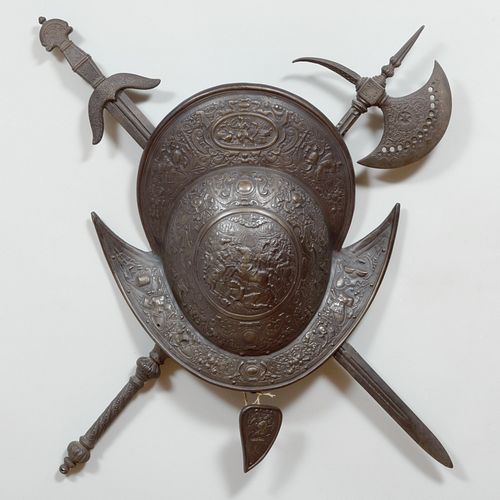 METAL COAT OF ARMS WITH HELMET  3bb4d0