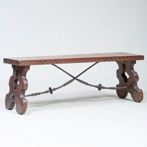 ITALIAN IRON MOUNTED WALNUT TRESTLE 3bb4f0