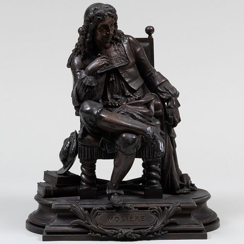 POT-METAL MODEL OF A SEATED MOLIÃ¨RE,