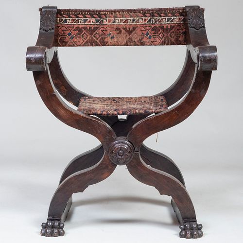 RENAISSANCE STYLE OAK CURULE CHAIRWith 3bb503