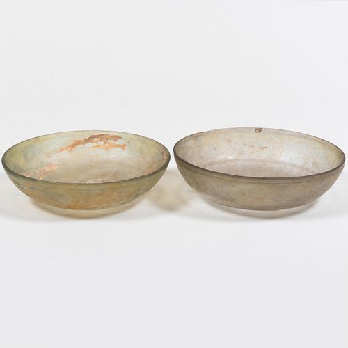 TWO SIMILAR ROMAN GLASS BOWLSTogether 3bb581