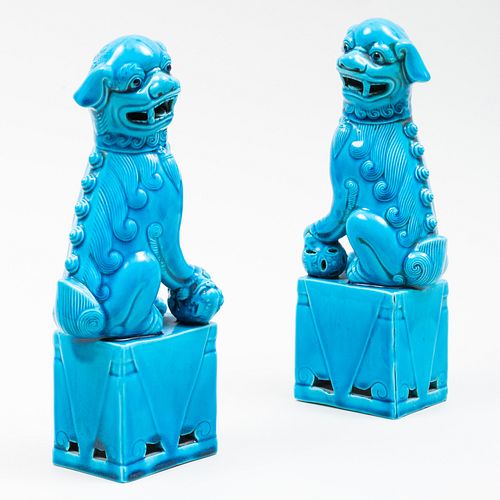 PAIR OF CHINESE TURQUOISE GLAZED