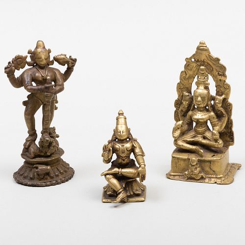 GROUP OF THREE SMALL INDIAN BRASS