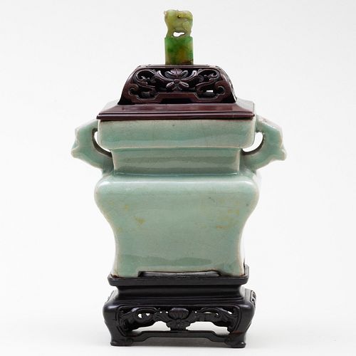 CHINESE CELADON GLAZE CENSER WITH