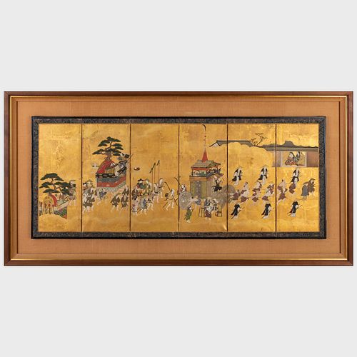 JAPANESE MINIATURE SIX PANEL SCREEN 3bb62e