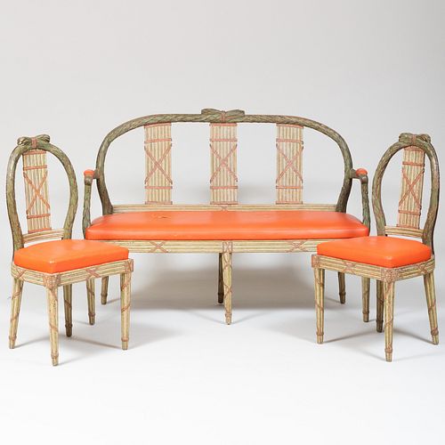 SUITE OF ITALIAN PAINTED AND PARCEL-GILT