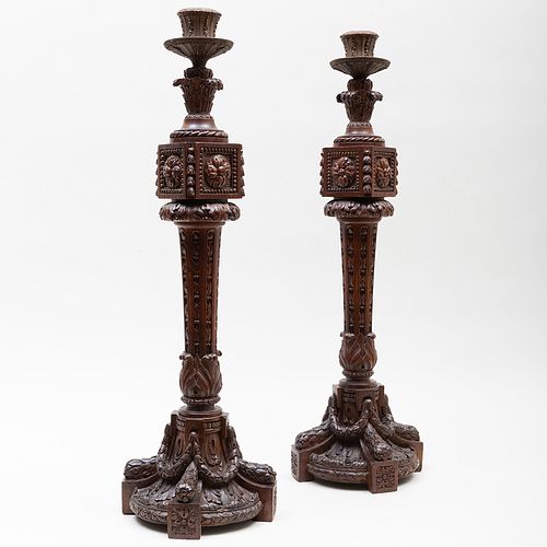 PAIR OF TALL CONTINENTAL CARVED 3bb6a3