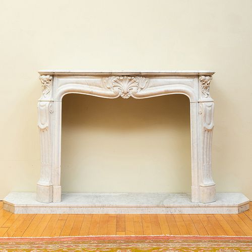 LOUIS XV STYLE WHITE MARBLE MANTELWith 3bb6c0