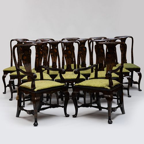 SET OF TWELVE GEORGE II BLACK JAPANNED 3bb710