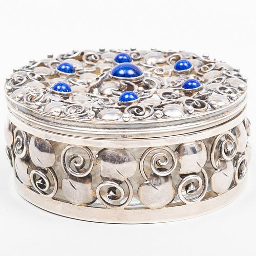 PORTUGUESE SILVER AND LAPIS TABLE 3bb70b