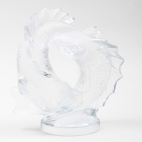 LALIQUE GLASS DEUX POISSONS SCULPTURE11 3bb71f